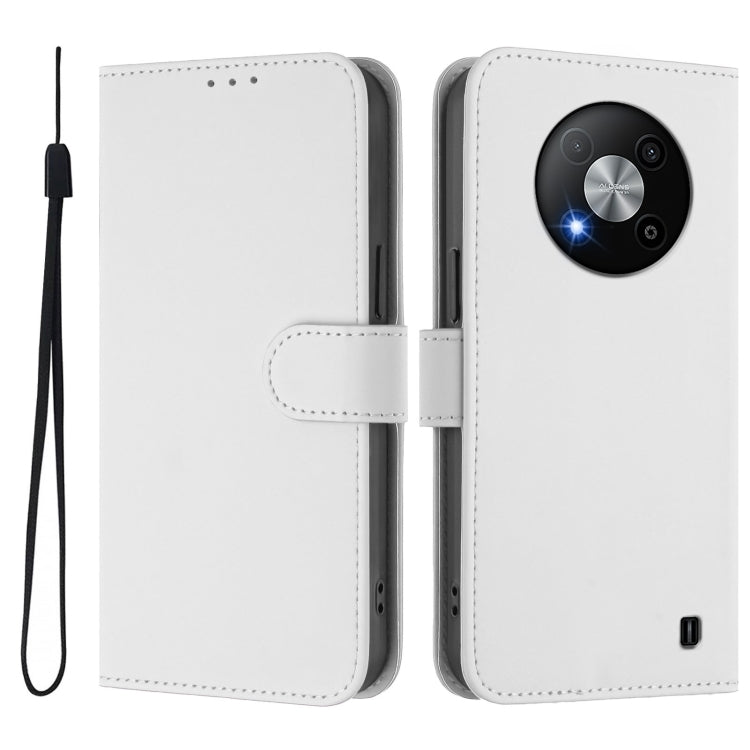 For ZTE Blade A73 5G Skin Feel Solid Color Leather Phone Case with Lanyard