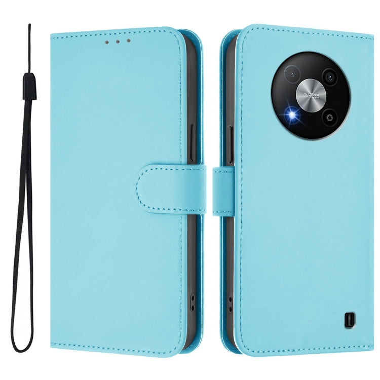 For ZTE Blade A73 5G Skin Feel Solid Color Leather Phone Case with Lanyard