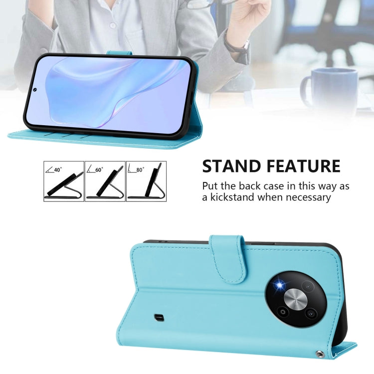 For ZTE Blade A73 5G Skin Feel Solid Color Leather Phone Case with Lanyard