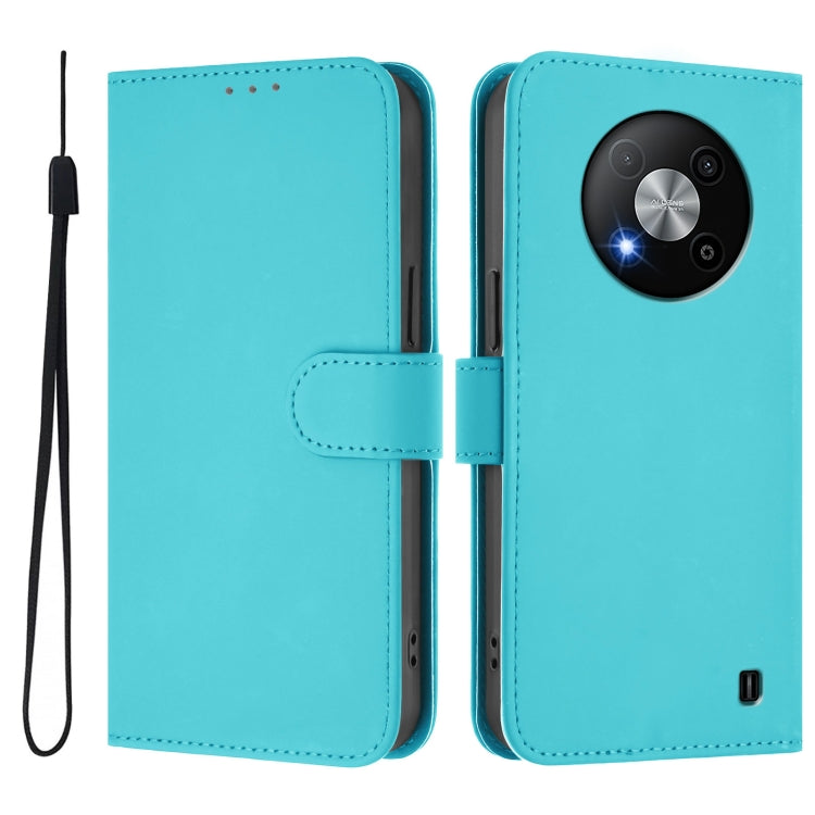 For ZTE Blade A73 5G Skin Feel Solid Color Leather Phone Case with Lanyard