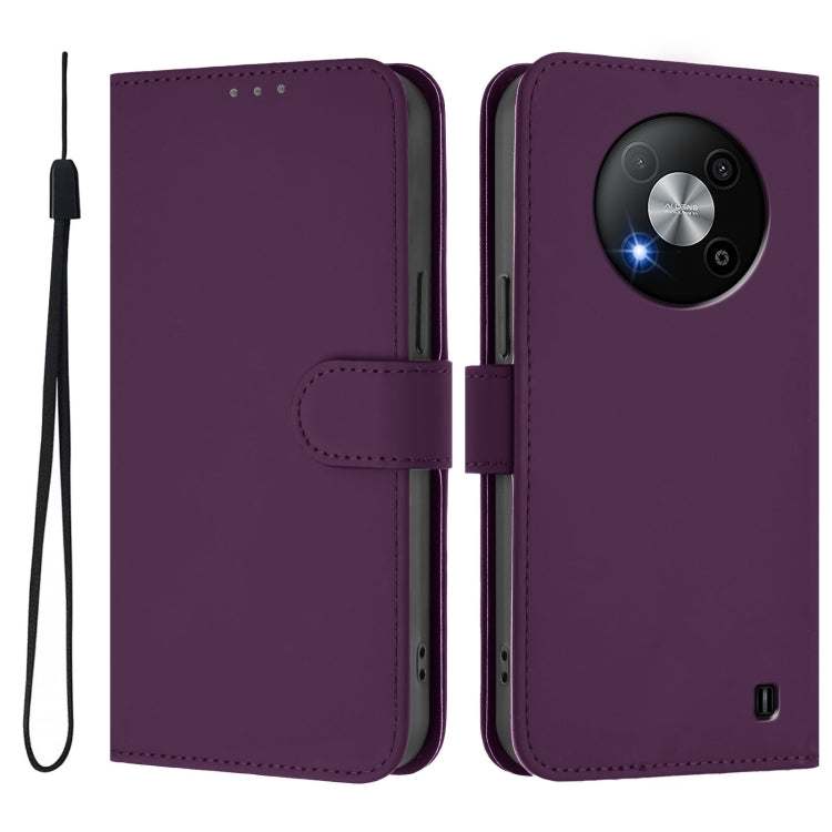 For ZTE Blade A73 5G Skin Feel Solid Color Leather Phone Case with Lanyard