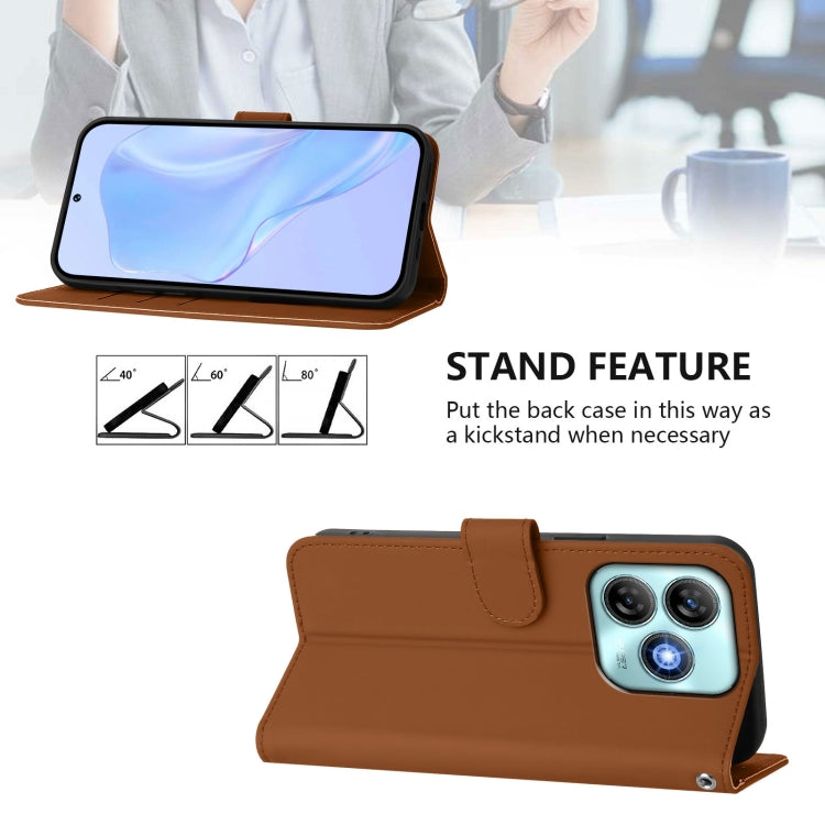 For ZTE Blade A75 4G Skin Feel Solid Color Leather Phone Case with Lanyard