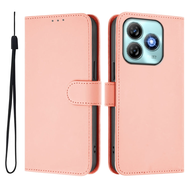 For ZTE Blade A75 4G Skin Feel Solid Color Leather Phone Case with Lanyard