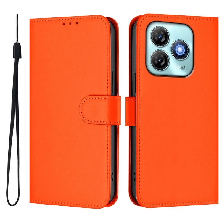 For ZTE Blade A75 4G Skin Feel Solid Color Leather Phone Case with Lanyard