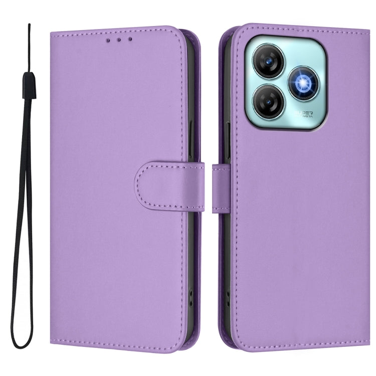 For ZTE Blade A75 4G Skin Feel Solid Color Leather Phone Case with Lanyard