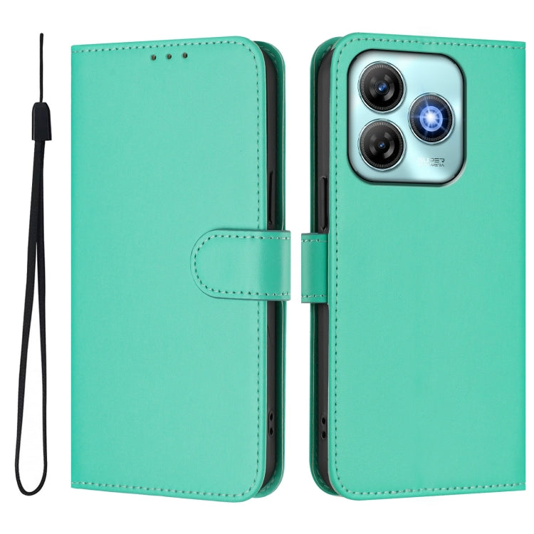 For ZTE Blade A75 4G Skin Feel Solid Color Leather Phone Case with Lanyard