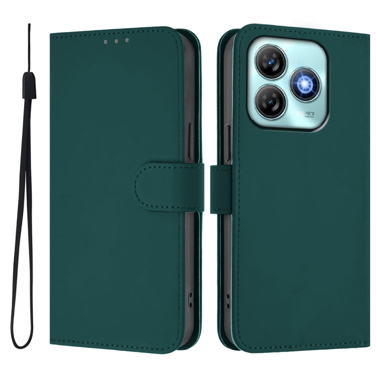 For ZTE Blade A75 4G Skin Feel Solid Color Leather Phone Case with Lanyard