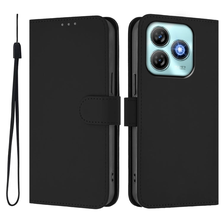 For ZTE Blade A75 4G Skin Feel Solid Color Leather Phone Case with Lanyard