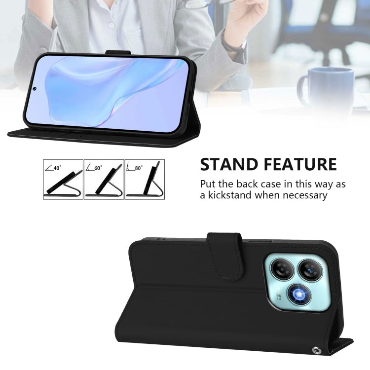 For ZTE Blade A75 4G Skin Feel Solid Color Leather Phone Case with Lanyard