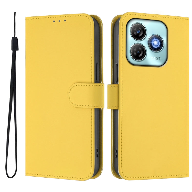 For ZTE Blade A75 4G Skin Feel Solid Color Leather Phone Case with Lanyard