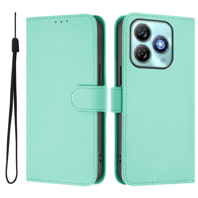 For ZTE Blade A75 4G Skin Feel Solid Color Leather Phone Case with Lanyard