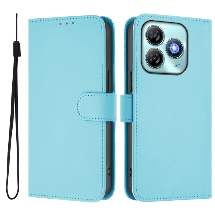 For ZTE Blade A75 4G Skin Feel Solid Color Leather Phone Case with Lanyard