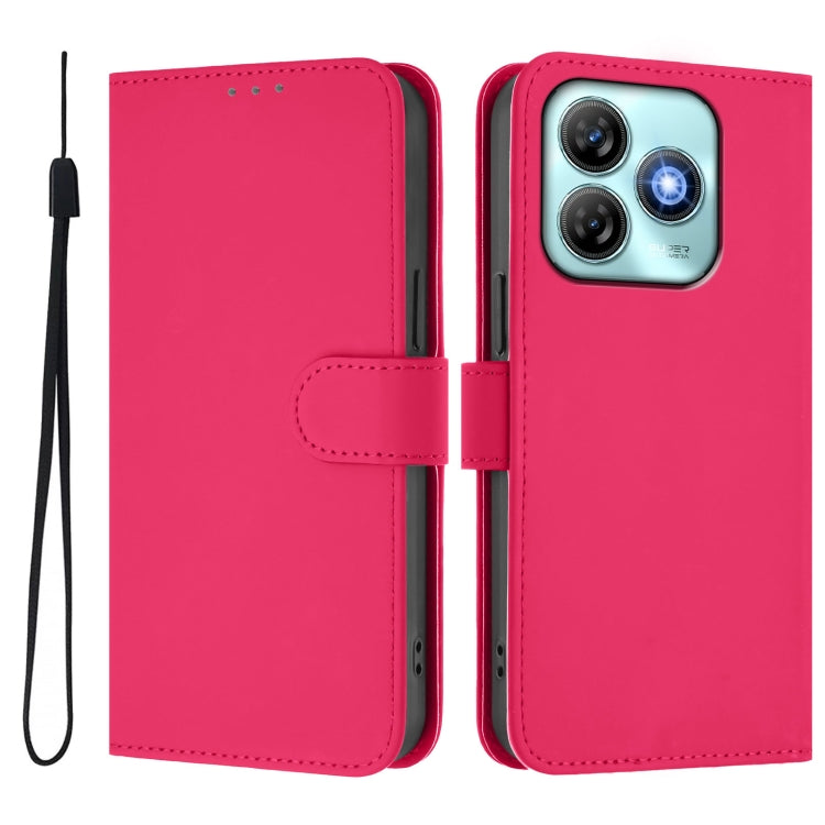 For ZTE Blade A75 4G Skin Feel Solid Color Leather Phone Case with Lanyard