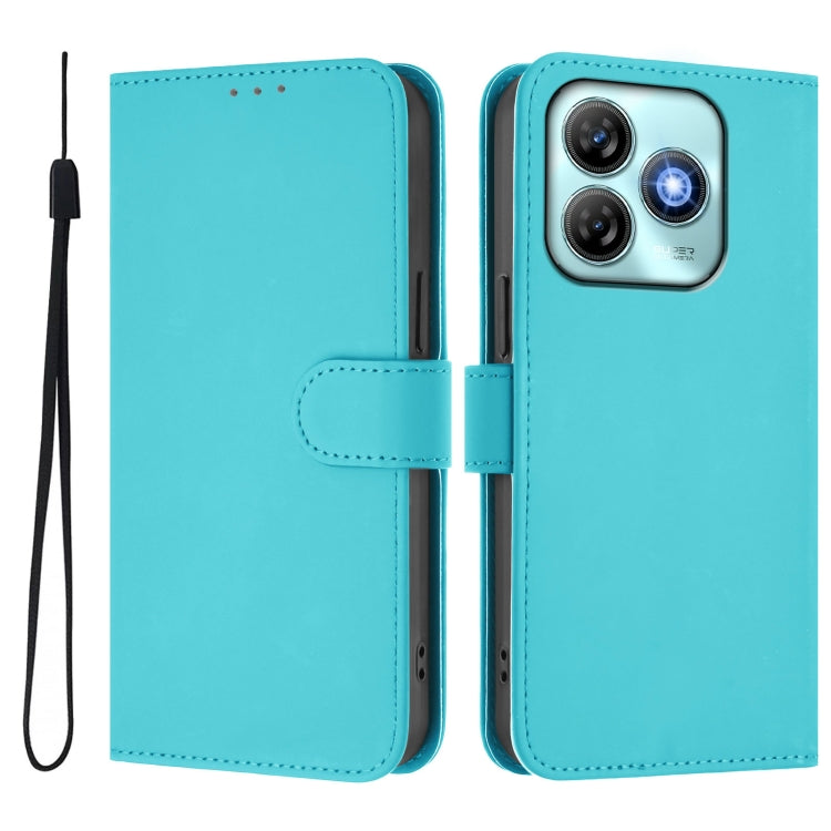 For ZTE Blade A75 4G Skin Feel Solid Color Leather Phone Case with Lanyard