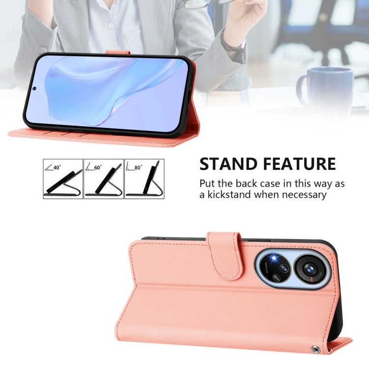 For ZTE Blade V40s Skin Feel Solid Color Leather Phone Case with Lanyard