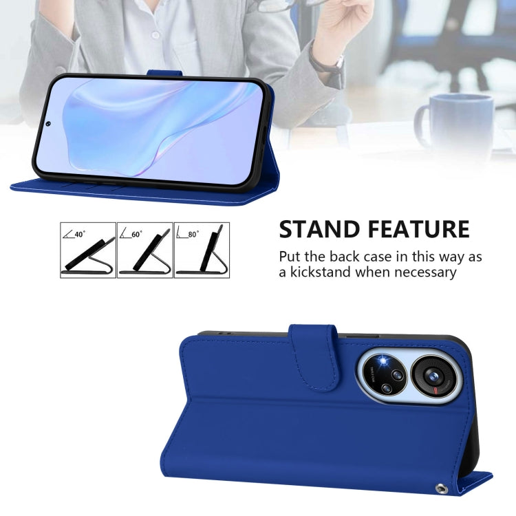 For ZTE Blade V40s Skin Feel Solid Color Leather Phone Case with Lanyard