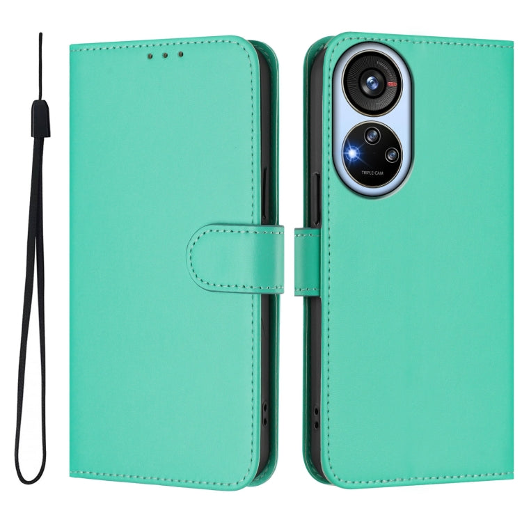For ZTE Blade V40s Skin Feel Solid Color Leather Phone Case with Lanyard