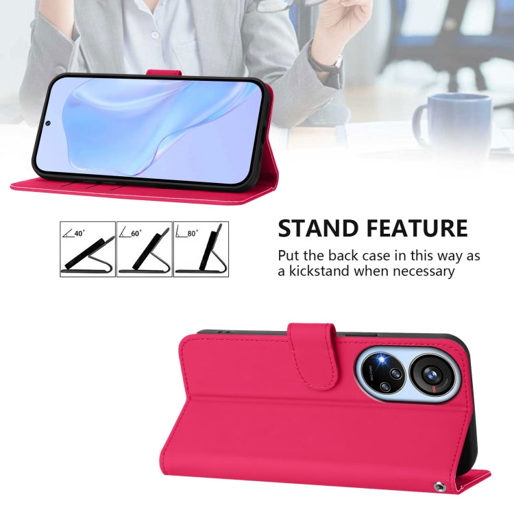 For ZTE Blade V40s Skin Feel Solid Color Leather Phone Case with Lanyard