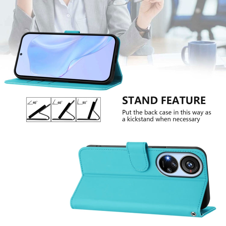 For ZTE Blade V40s Skin Feel Solid Color Leather Phone Case with Lanyard
