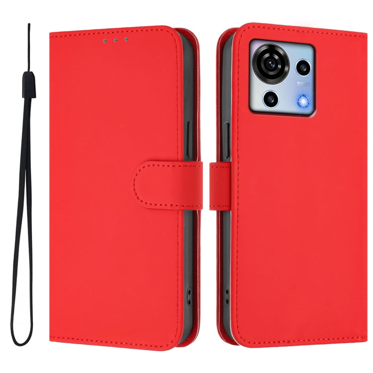 For ZTE Blade V50 Vita Skin Feel Solid Color Leather Phone Case with Lanyard
