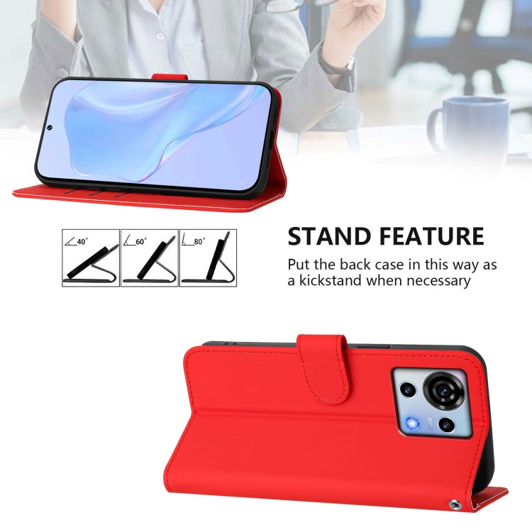 For ZTE Blade V50 Vita Skin Feel Solid Color Leather Phone Case with Lanyard