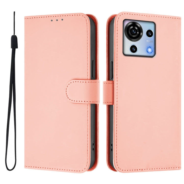 For ZTE Blade V50 Vita Skin Feel Solid Color Leather Phone Case with Lanyard