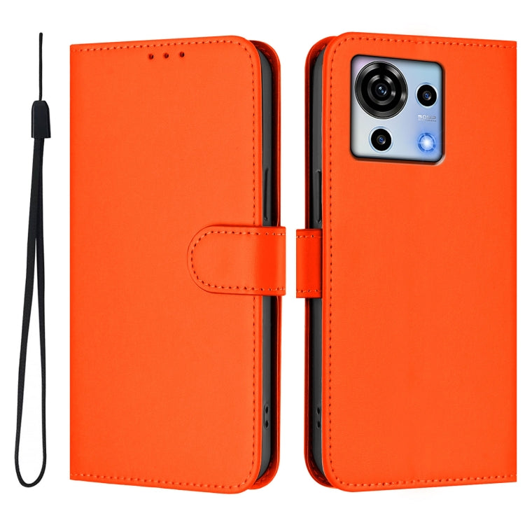 For ZTE Blade V50 Vita Skin Feel Solid Color Leather Phone Case with Lanyard
