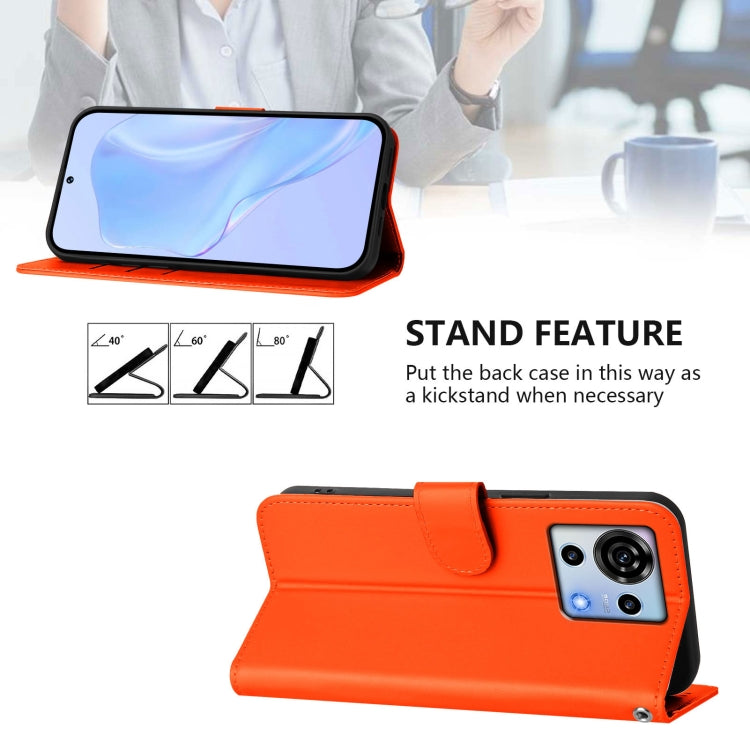 For ZTE Blade V50 Vita Skin Feel Solid Color Leather Phone Case with Lanyard