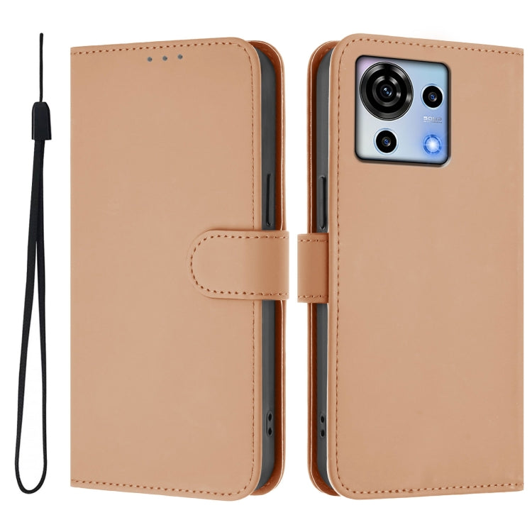 For ZTE Blade V50 Vita Skin Feel Solid Color Leather Phone Case with Lanyard
