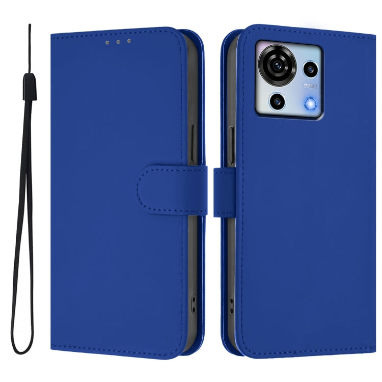 For ZTE Blade V50 Vita Skin Feel Solid Color Leather Phone Case with Lanyard