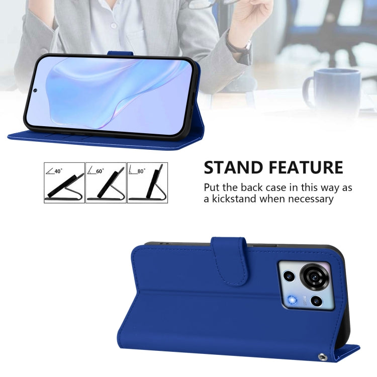 For ZTE Blade V50 Vita Skin Feel Solid Color Leather Phone Case with Lanyard