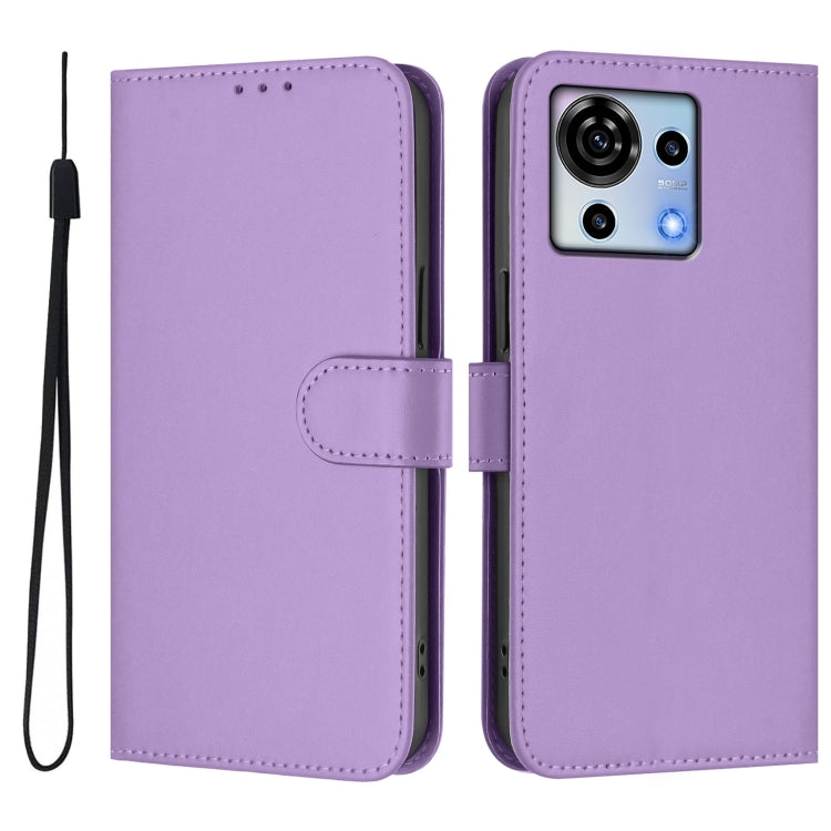 For ZTE Blade V50 Vita Skin Feel Solid Color Leather Phone Case with Lanyard