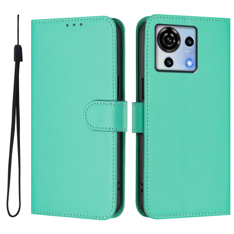 For ZTE Blade V50 Vita Skin Feel Solid Color Leather Phone Case with Lanyard