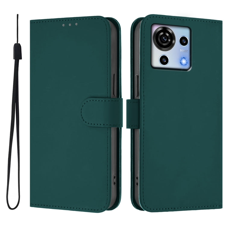 For ZTE Blade V50 Vita Skin Feel Solid Color Leather Phone Case with Lanyard