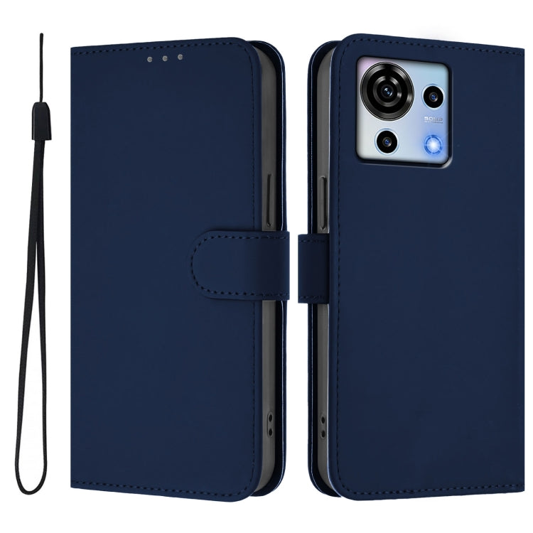 For ZTE Blade V50 Vita Skin Feel Solid Color Leather Phone Case with Lanyard
