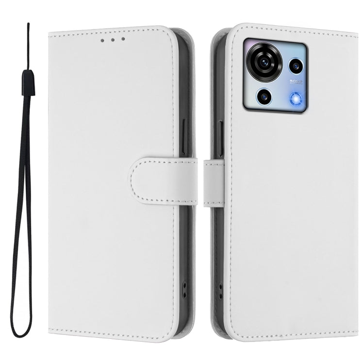 For ZTE Blade V50 Vita Skin Feel Solid Color Leather Phone Case with Lanyard