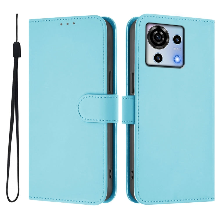 For ZTE Blade V50 Vita Skin Feel Solid Color Leather Phone Case with Lanyard