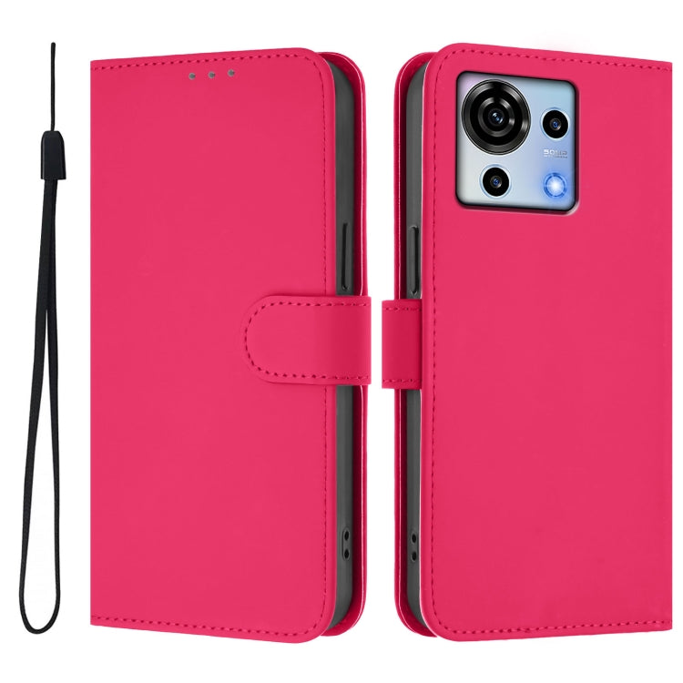 For ZTE Blade V50 Vita Skin Feel Solid Color Leather Phone Case with Lanyard