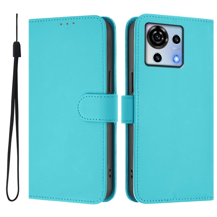 For ZTE Blade V50 Vita Skin Feel Solid Color Leather Phone Case with Lanyard