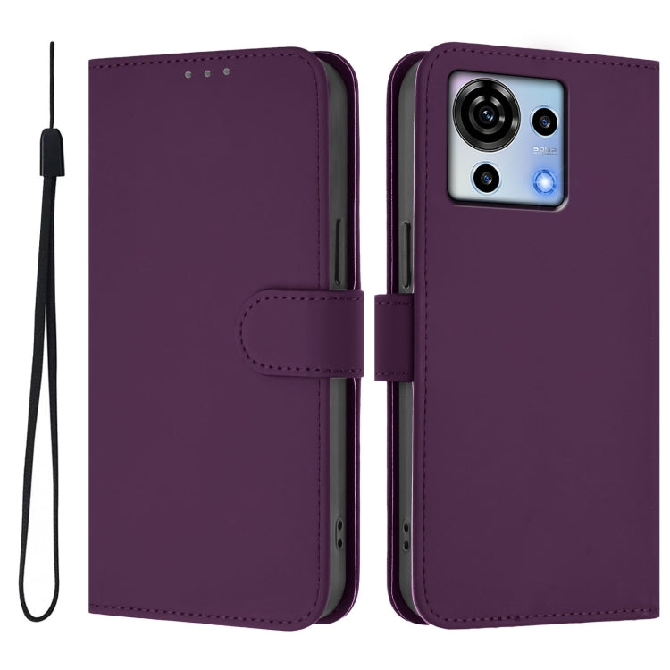 For ZTE Blade V50 Vita Skin Feel Solid Color Leather Phone Case with Lanyard