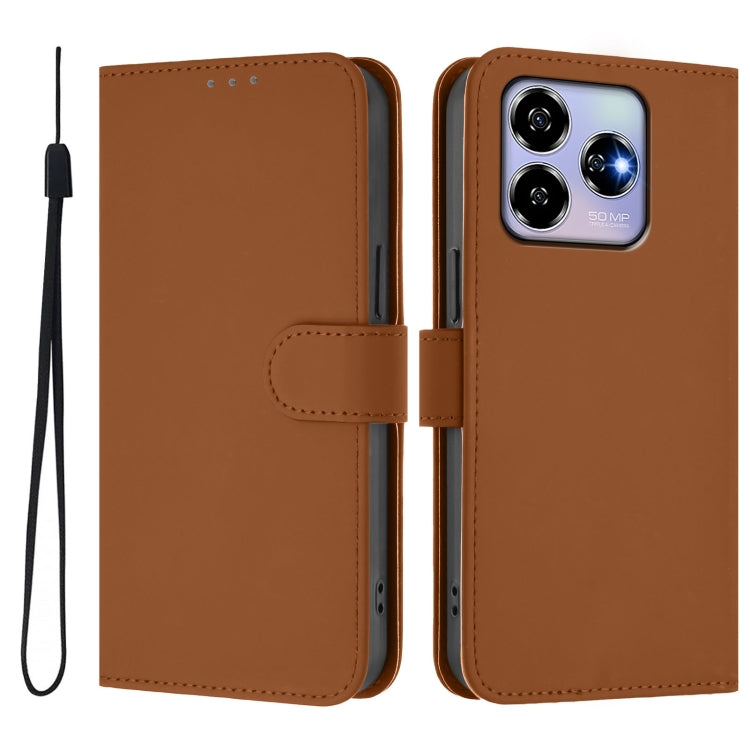 For ZTE Blade V60 4G / Axon 60 4G Skin Feel Solid Color Leather Phone Case with Lanyard