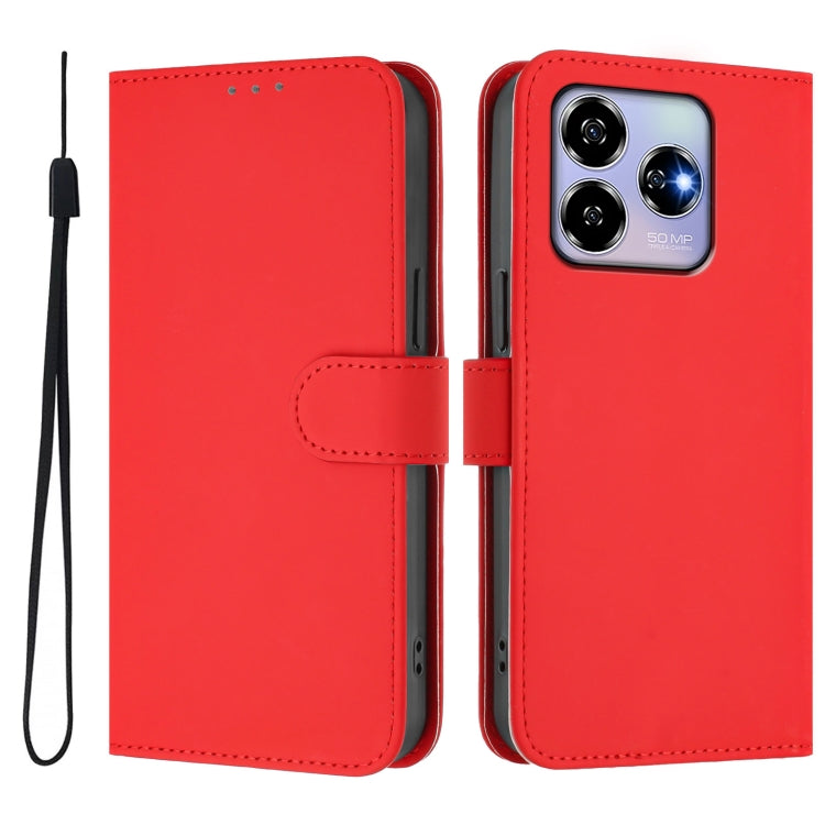 For ZTE Blade V60 4G / Axon 60 4G Skin Feel Solid Color Leather Phone Case with Lanyard
