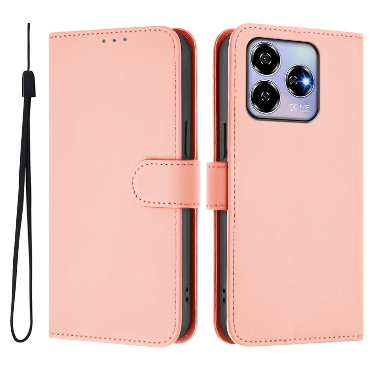 For ZTE Blade V60 4G / Axon 60 4G Skin Feel Solid Color Leather Phone Case with Lanyard