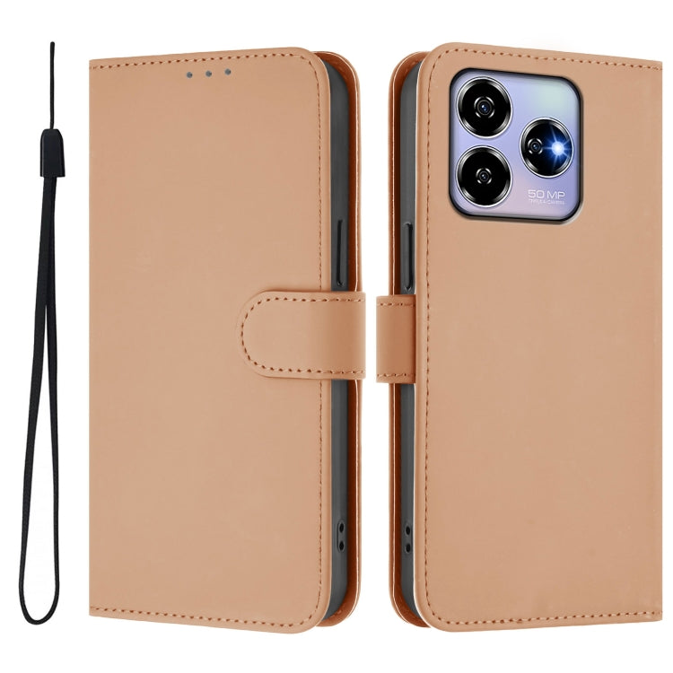 For ZTE Blade V60 4G / Axon 60 4G Skin Feel Solid Color Leather Phone Case with Lanyard