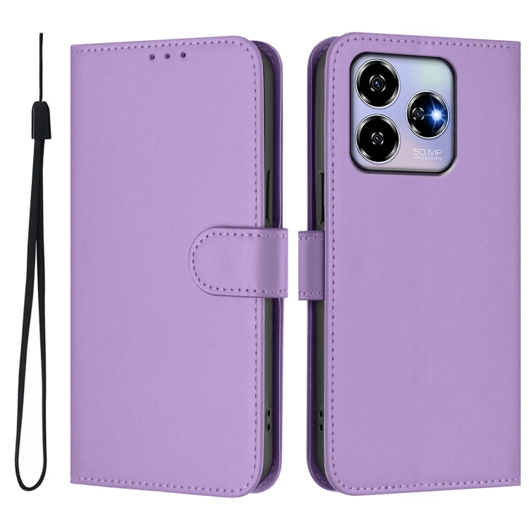 For ZTE Blade V60 4G / Axon 60 4G Skin Feel Solid Color Leather Phone Case with Lanyard