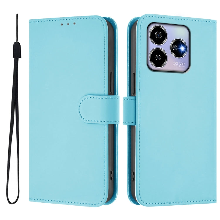 For ZTE Blade V60 4G / Axon 60 4G Skin Feel Solid Color Leather Phone Case with Lanyard