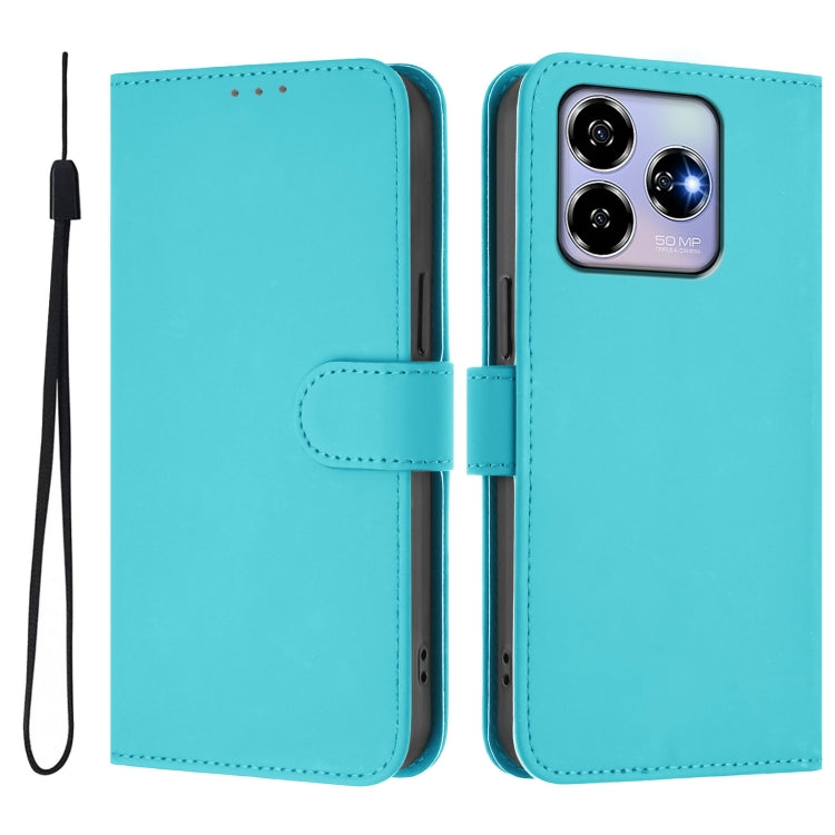 For ZTE Blade V60 4G / Axon 60 4G Skin Feel Solid Color Leather Phone Case with Lanyard