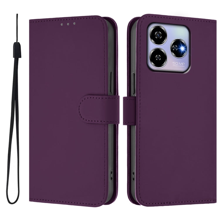 For ZTE Blade V60 4G / Axon 60 4G Skin Feel Solid Color Leather Phone Case with Lanyard