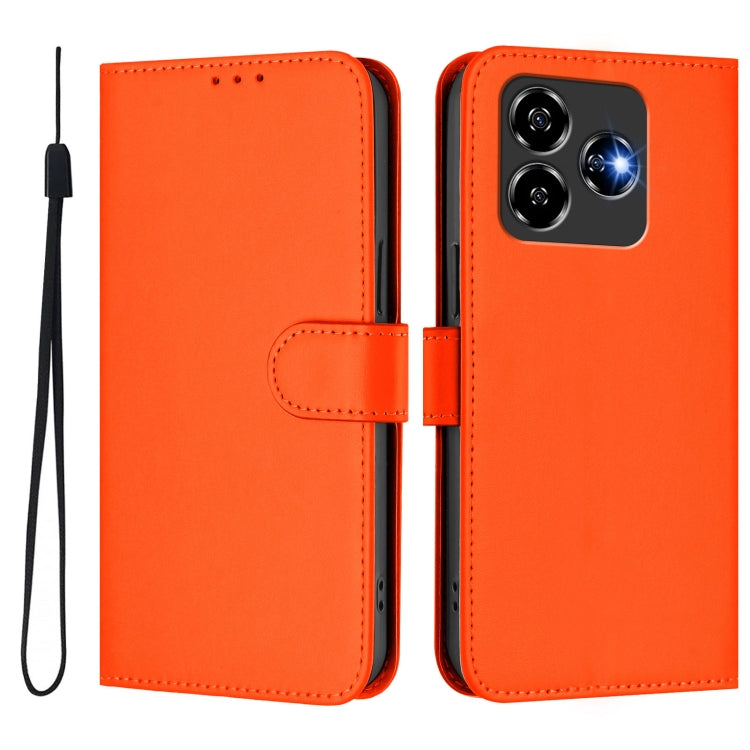 For ZTE Blade V60 Design Skin Feel Solid Color Leather Phone Case with Lanyard