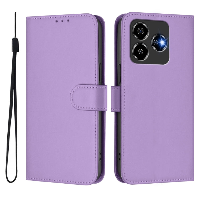 For ZTE Blade V60 Design Skin Feel Solid Color Leather Phone Case with Lanyard